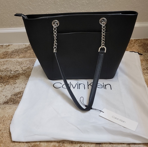 Calvin Klein Hayden Black Tote with Silver Accents - Picture 2 of 3